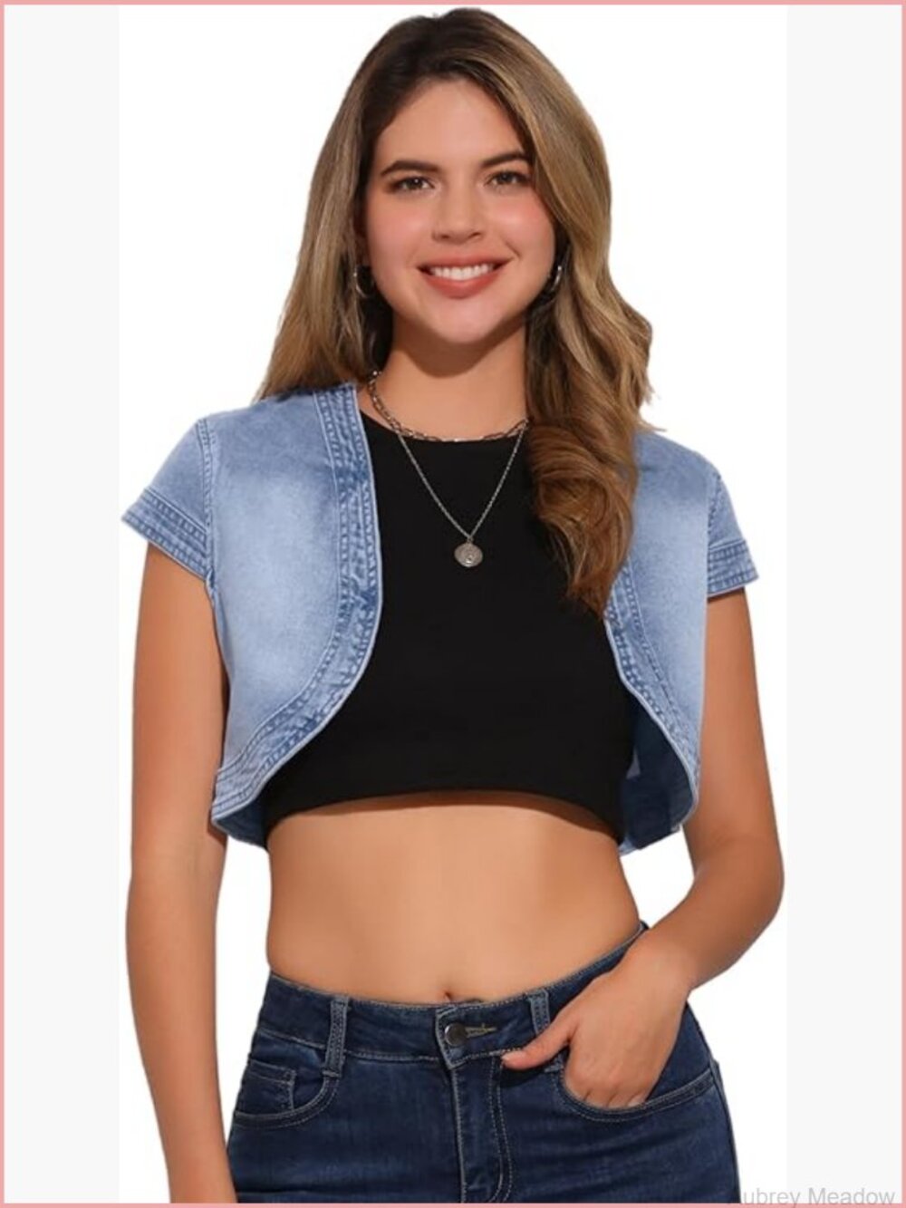 Cap Sleeve Cropped Shrug Denim Jacket casual summer jean jacket